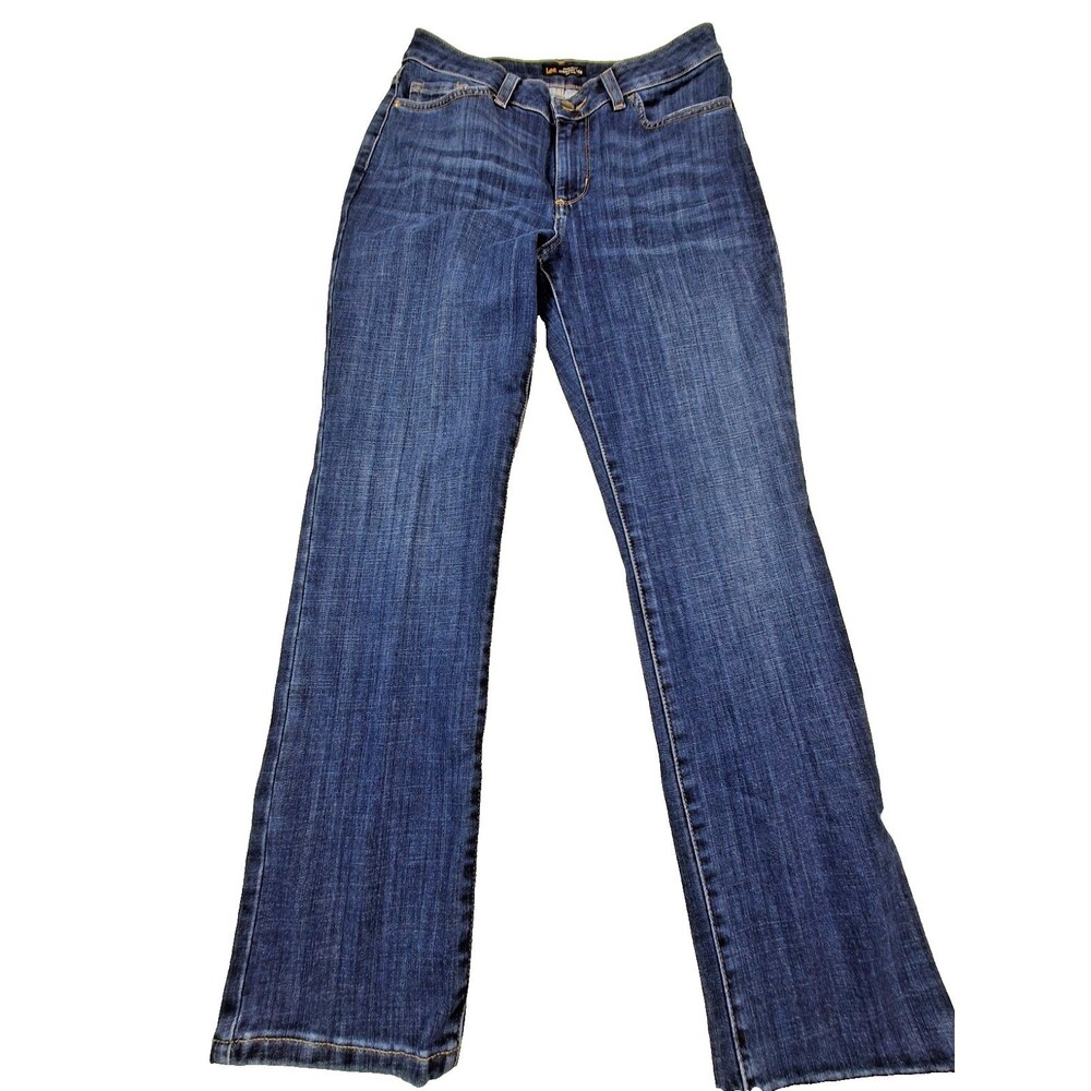Lee Womens Straight Leg Jeans Size 10 Medium Wash High Rise Denim Pants